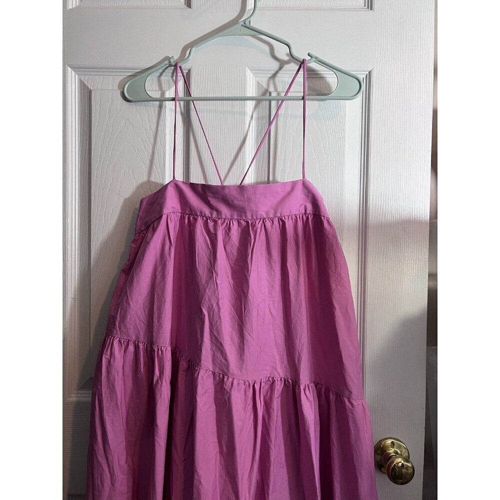 NWT MNG Mango ORGANIC COTTON Pink Sleeveless Parachute Maxi Dress Sz 8 - Picture 13 of 16